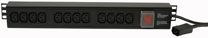 12 Way IEC C13 PDU with C14 Plug - Vertical Rack Mount