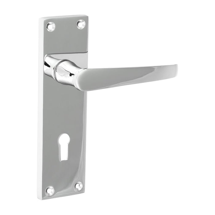 Victorian Straight Lock Handles - Polished Chrome (Size 152 x 43 - 2 Pieces)