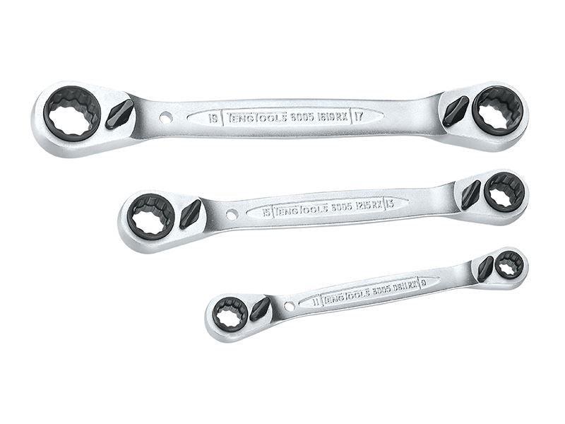 Multi Ratchet Ring Spanner Set of 3 8-19mm