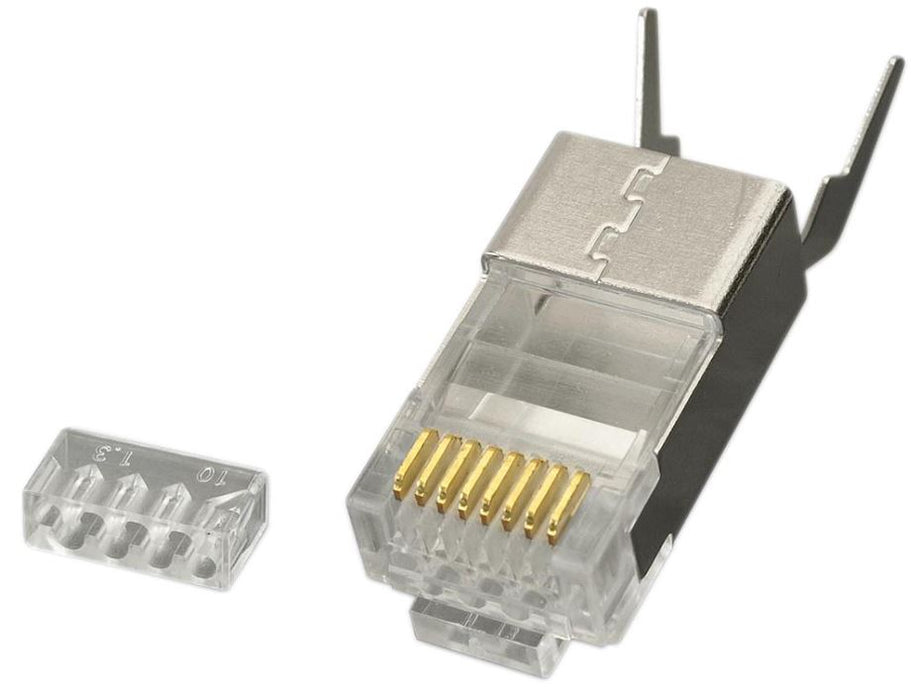 RJ45 Cat6a Cat7 Cat8 Shielded Plugs with Extended Earth Clip Pack of 10