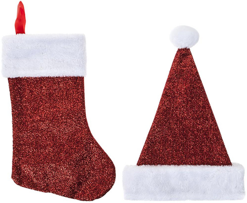 Raraion - Santa Hat & Christmas Stocking Set