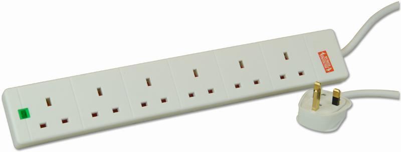 6-Gang Surge Protected Extension, 1m Lead