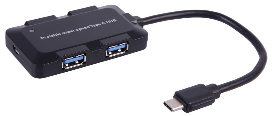 2-in-1 USB-C 4 Port USB 3.0 Hub