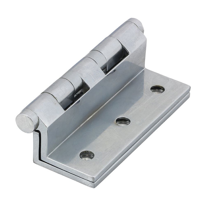 Cranked Ball Race Hinges - Solid Brass - Polished Chrome (Size 64 x 55 - 2 Pieces)