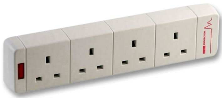 4-Way Surge Protected Extension Socket with Neon Indicator