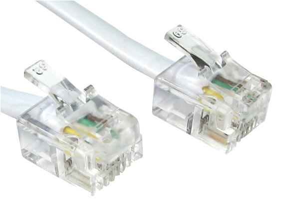 White RJ11 Plug to Plug Modem Cable