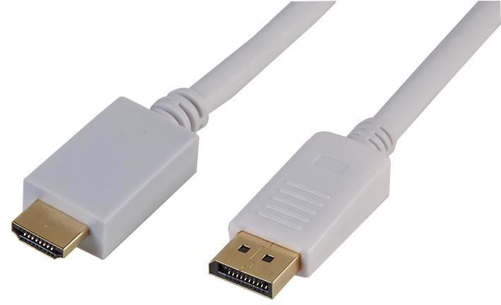 DisplayPort Male to HDMI Male Lead - White