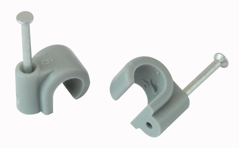 Round Cable Clips Grey 100 Pack