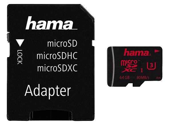 Class 3 MicroSDHC UHS-1 Memory Card with SD Adaptor - 80 MB/s