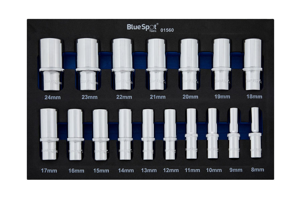 17 PCE 3/8" Metric Deep Sockets (8-24mm) (EVA Foam)