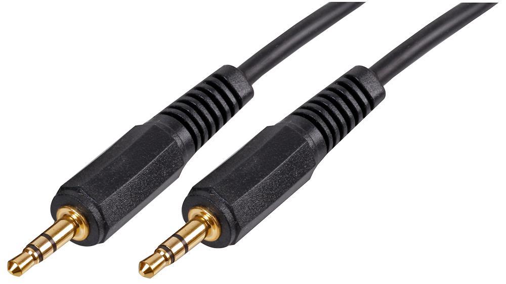 3.5mm Stereo Jack Plug to Plug Lead, 2m Black