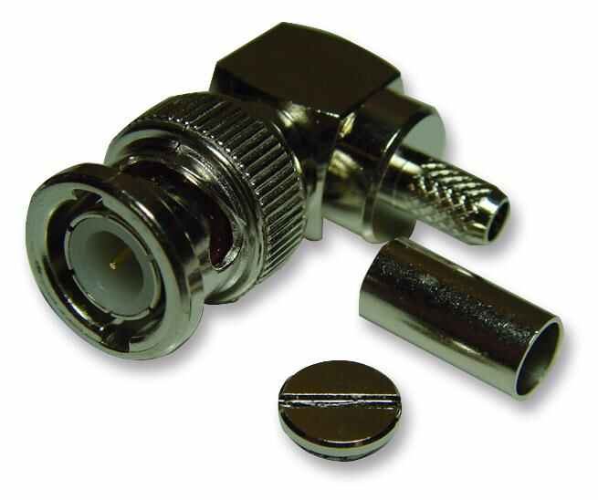 VITELEC - 50 ohm BNC Right Angled Crimp Plug, DC to 4GHz - RG-58 Cable