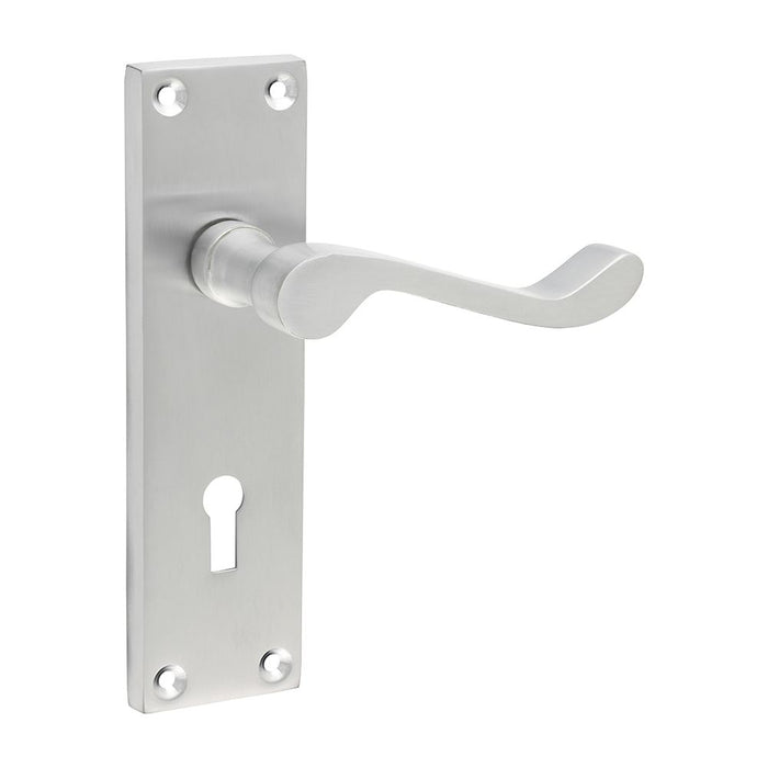 Victorian Scroll Lock Handles - Satin Chrome (Size 152 x 42 - 2 Pieces)