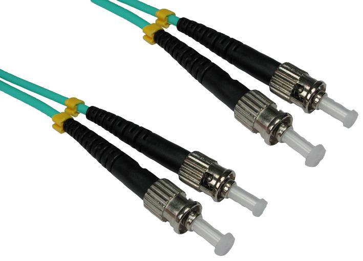 1m ST ST Duplex 50/125µm Multimode Fibre Optic Patch Lead