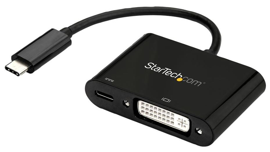 USB-C to DVI Adaptor with USB Power Delivery, Black