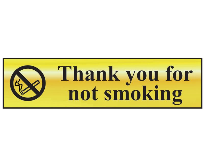 Thank You For Not Smoking - Polished Brass Effect 200 x 50mm