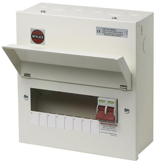 8-Way Metal Consumer Unit, 100A Main Switch