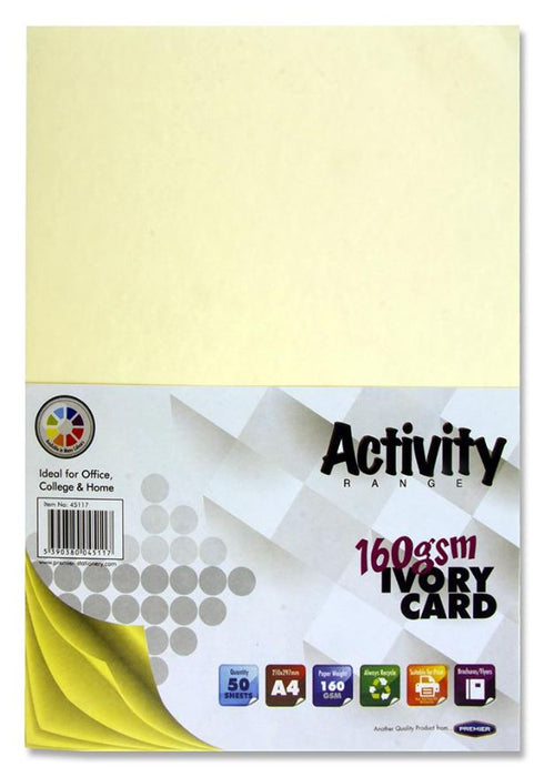 A4 160gsm Card, Ivory 50 Sheets