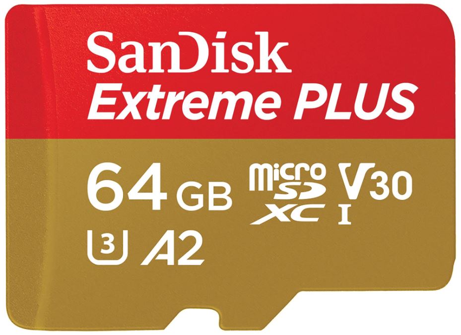 Extreme Plus MicroSDXC Class 10 U3 V30 A2 Memory Card, 64GB 200MB/s 90MB/s