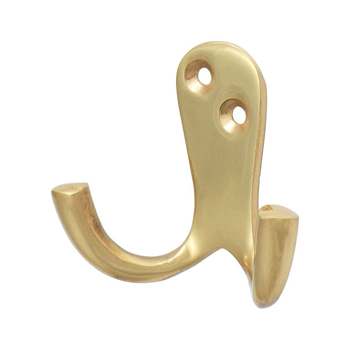 Double Robe Hook - Polished Brass (Size 47 x 24mm - 1 Each)