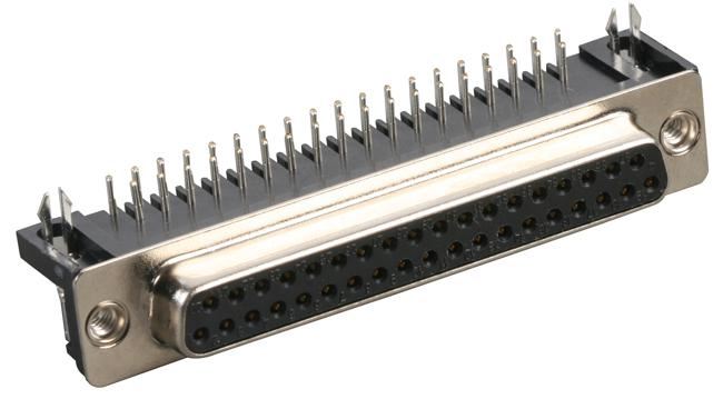 37 Pin D-Sub Right Angle PCB Socket with Boardlock