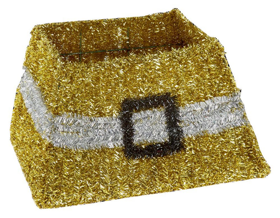 Gold Tinsel Christmas Tree Skirt - 50x32cm