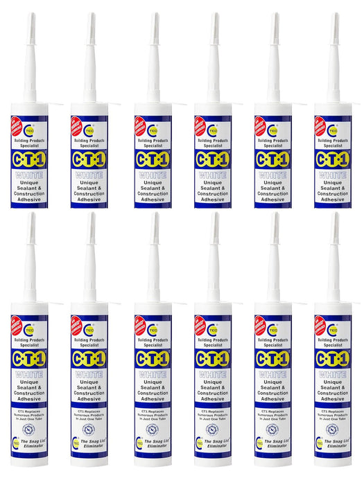 White Construction Sealant Adhesive Tube for Virtually Any Material Pack 12