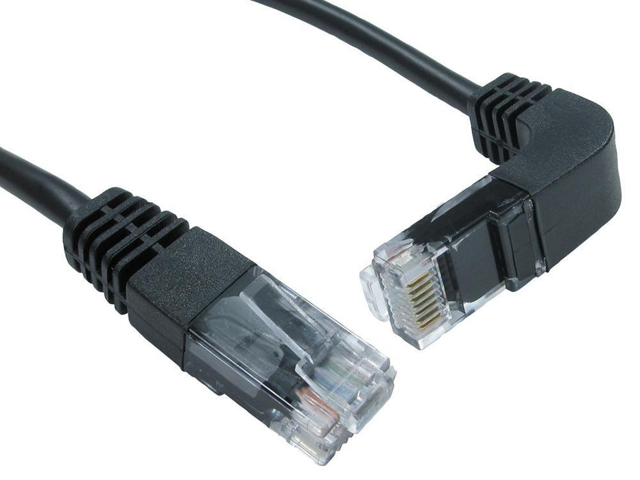 Cat5e Straight RJ45 to Right Angled Down RJ45 Ethernet Patch Lead