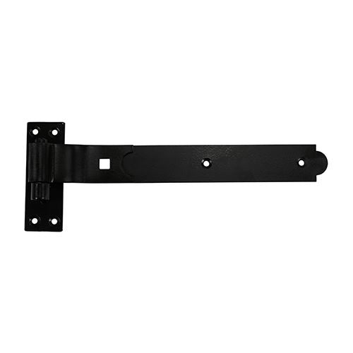 Pair of Cranked Band & Hook Hinges On Plates - Black. Garage Gate