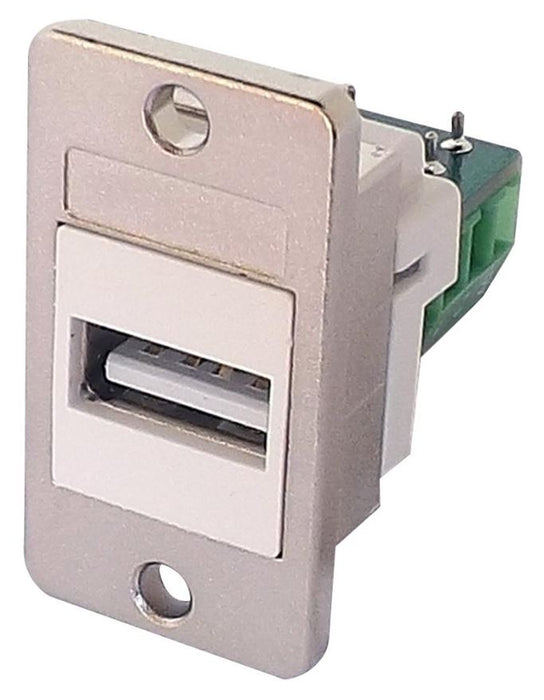 USB 2.0 A Female to Screw Termination Keystone Socket, White Panel Mount