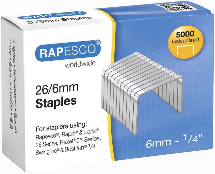 26/6mm Galvanised Metal Staples - Pack of 5000