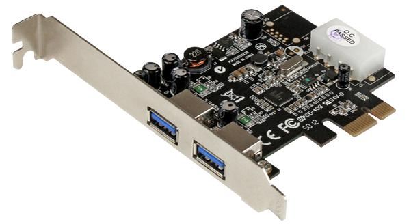 2-Port PCI-Ex SuperSpeed USB 3.0 Card Adaptor with UASP, LP4 Power