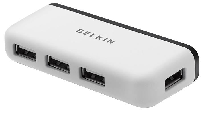 4 Port USB 2.0 Travel Hub White