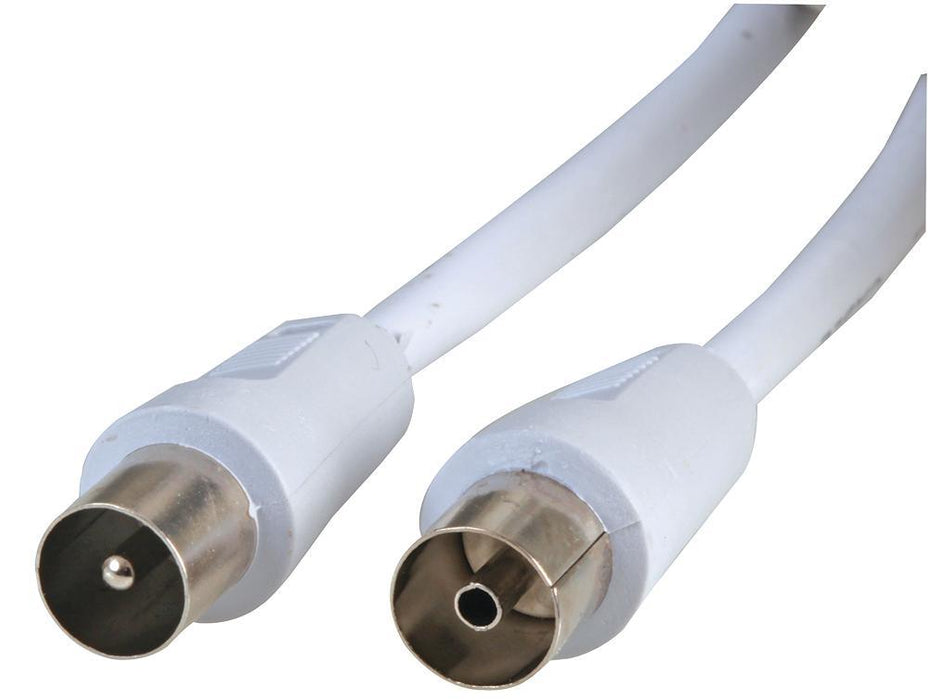 TV Aerial Lead, Coax Plug-to-Socket, 2m, White