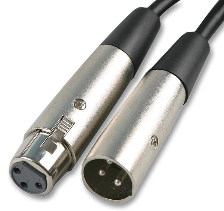 3 Pin XLR Male to Female Lead, 0.5m Black