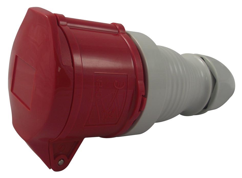 16A, 415V, Cable Mount CEE Socket, Red, IP44