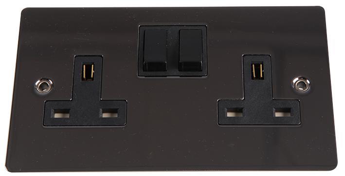 Flat Plate DP 13A Switched Socket, Black Nickel