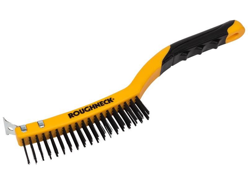 Wire Brush Soft Grip with Scraper