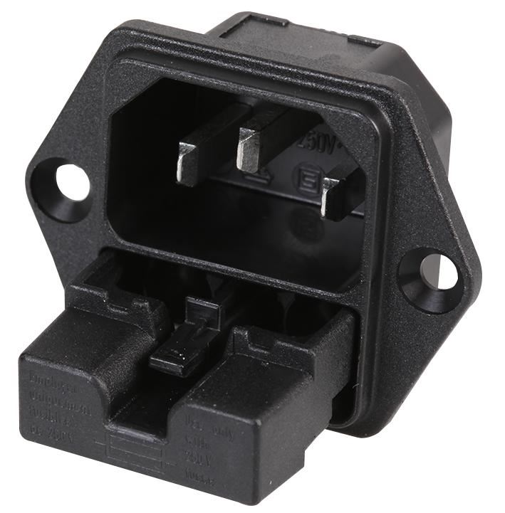 Fused C14 Inlet, Screw, 6.3mm Tab — StampyTools