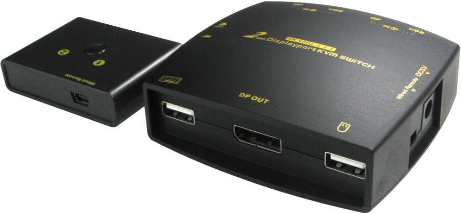 Mini 2 Port USB & 4K DisplayPort KVM Switch