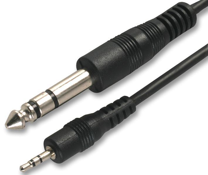 6.35mm (1/4") to 2.5mm Stereo Jack Plug to Plug Lead, 1.8m Black