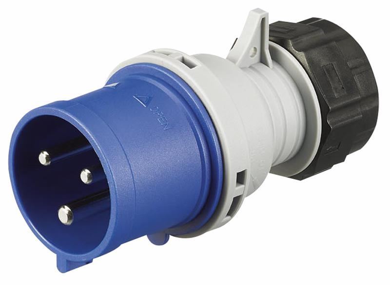 MK - 32A, 250V, Cable Mount CEE Plug, 2P+E, Blue, IP44