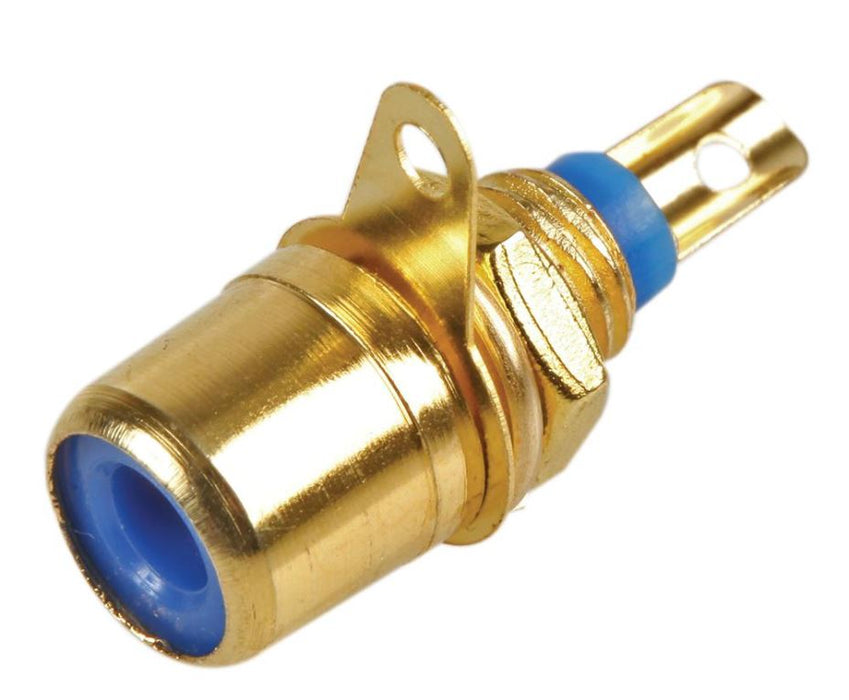 Phono RCA Panel Mount Chassis Socket, Gold Plated, Blue