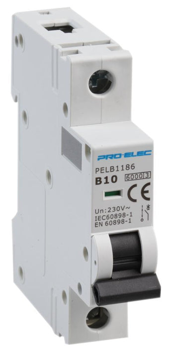 10A Single Pole MCB, B Curve, 6kA