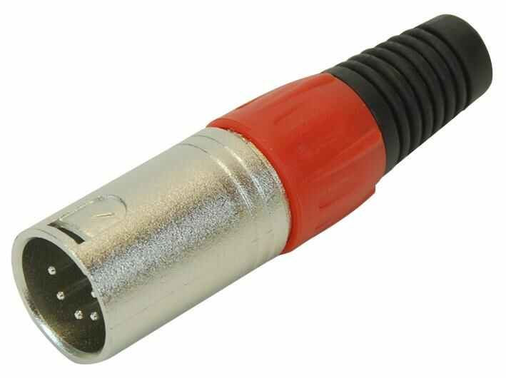 5 Pole XLR Plug with Coloured Strain Relief