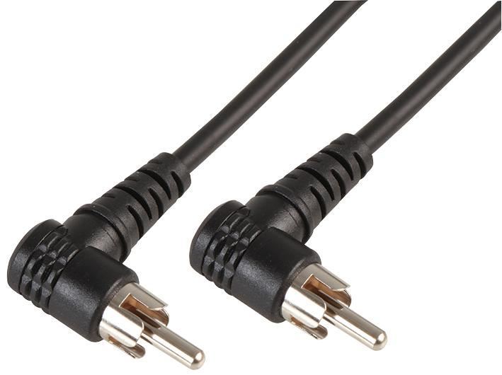 Right Angled Phono (RCA) Male to Right Angled Male Lead, 1m Black