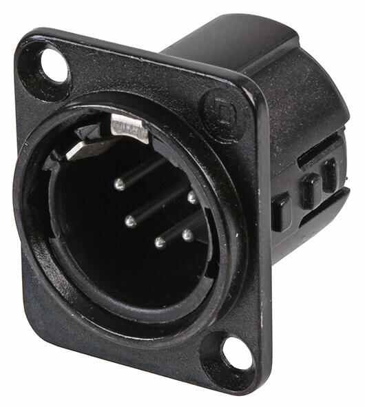 DELTRON ENCLOSURES - XLR Panel Plug, 5 Pole, Black