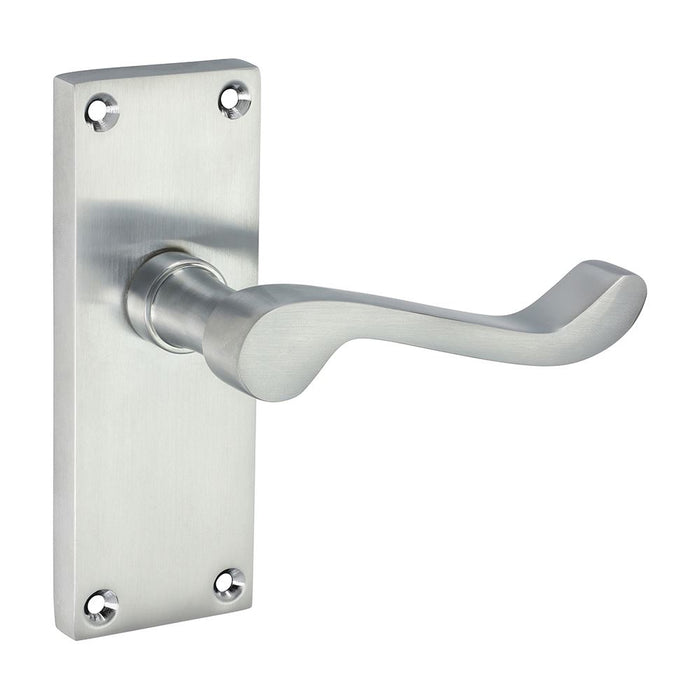 Victorian Scroll Latch Handles - Satin Chrome (Size 114 x 42 - 2 Pieces)