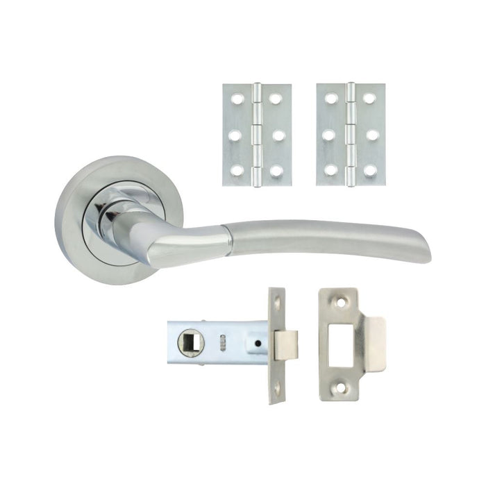 Shavington Lever On Rose Door Pack - Polished Chrome & Satin Chrome (Size Mixed - 1 Each)
