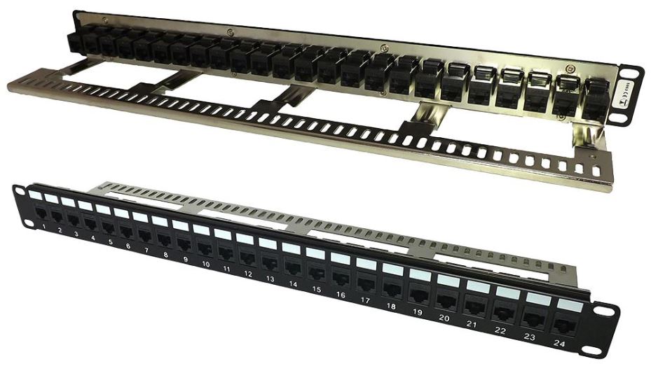 24 Port Cat6 Keystone Coupler Panel with Cable Management Bar